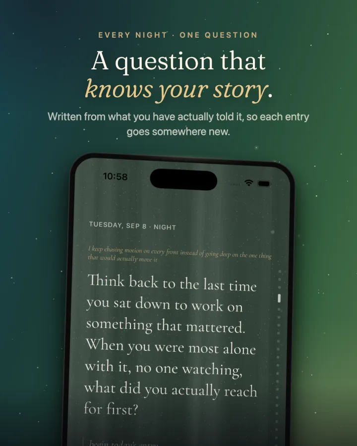 A question that knows your story, the nightly journal